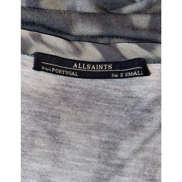 ALLSAINTS Gamma Ruched Sleeveless Dress XS Green Animal Print Asymmetrical Y2k - Picture 2 of 10